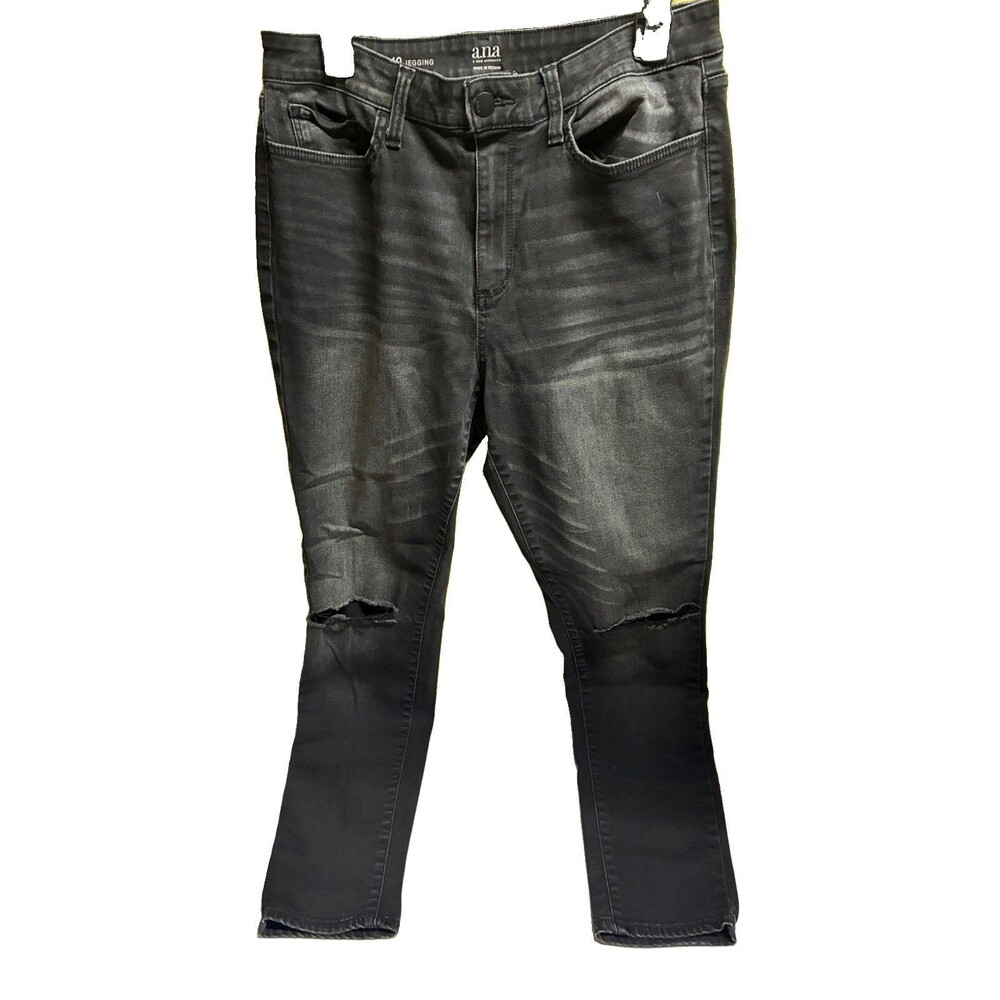 ana Womens Black Distressed Five Pocket Stretch Jegging Size 12